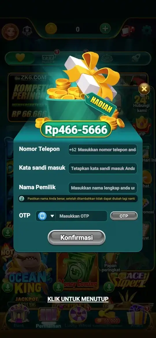 ZK6 halaman pendaftaran akun