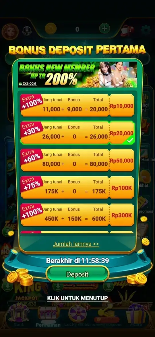 ZK6 bonus deposit pertama
